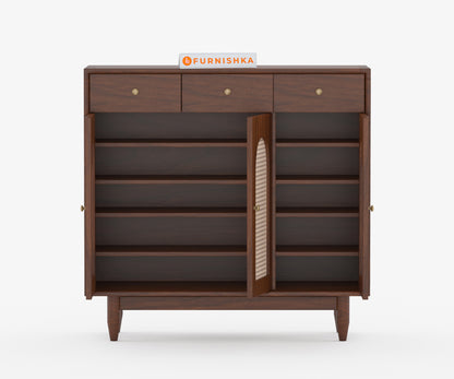 Laurel Solid Wood Acacia Cane Cabinet and Sideboard - Furnishka 