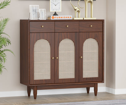 Laurel Solid Wood Acacia Cane Cabinet and Sideboard - Furnishka 