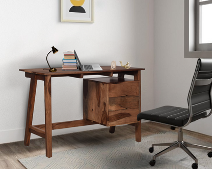 Leera Sheesham Study Table With 2 Drawers - Furnishka 
