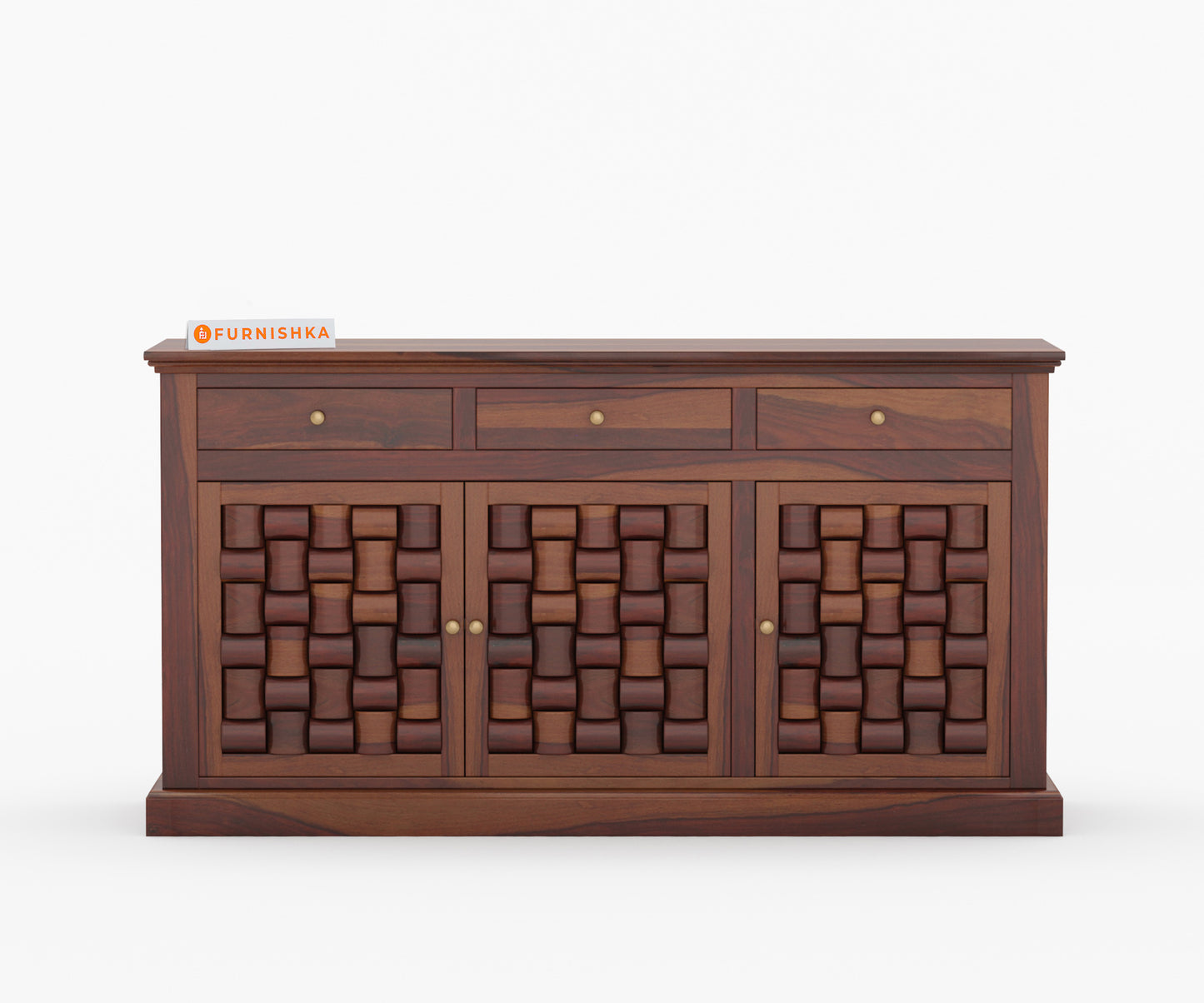 Lenio Sheesham Wood Triple Door Chest of Drawer - Furnishka 