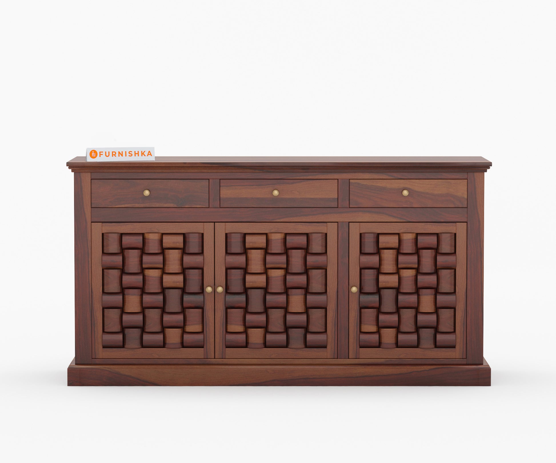 Lenio Sheesham Wood Triple Door Chest of Drawer - Furnishka 