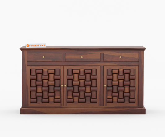 Lenio Sheesham Wood Triple Door Chest of Drawer - Furnishka 