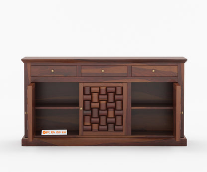 Lenio Sheesham Wood Triple Door Chest of Drawer - Furnishka 
