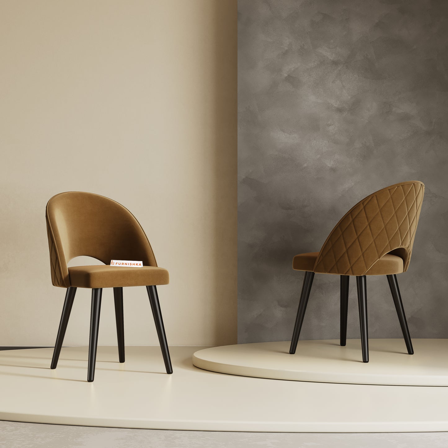 Leo Dining Chair With Black Leg Brown - Furnishka 