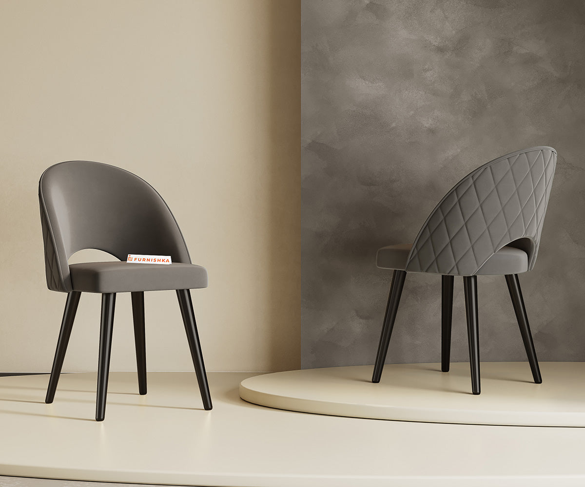 Leo Dining Chair With Black Leg Space Grey - Furnishka 