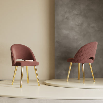 Leo Dining Chair With Gold Leg Flamingo Pink