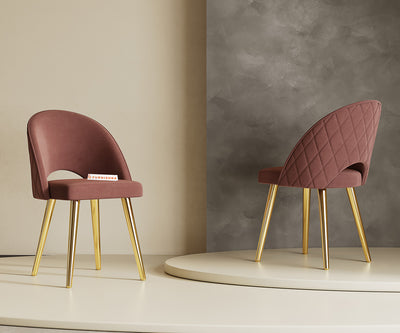 Leo Dining Chair With Gold Leg Flamingo Pink