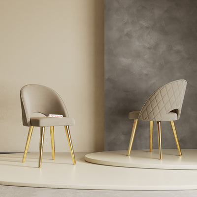 Leo Dining Chair With Gold Leg Light Beige