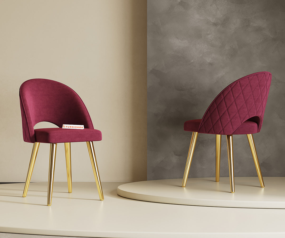 Leo Dining Chair With Gold Leg Red Wine - Furnishka