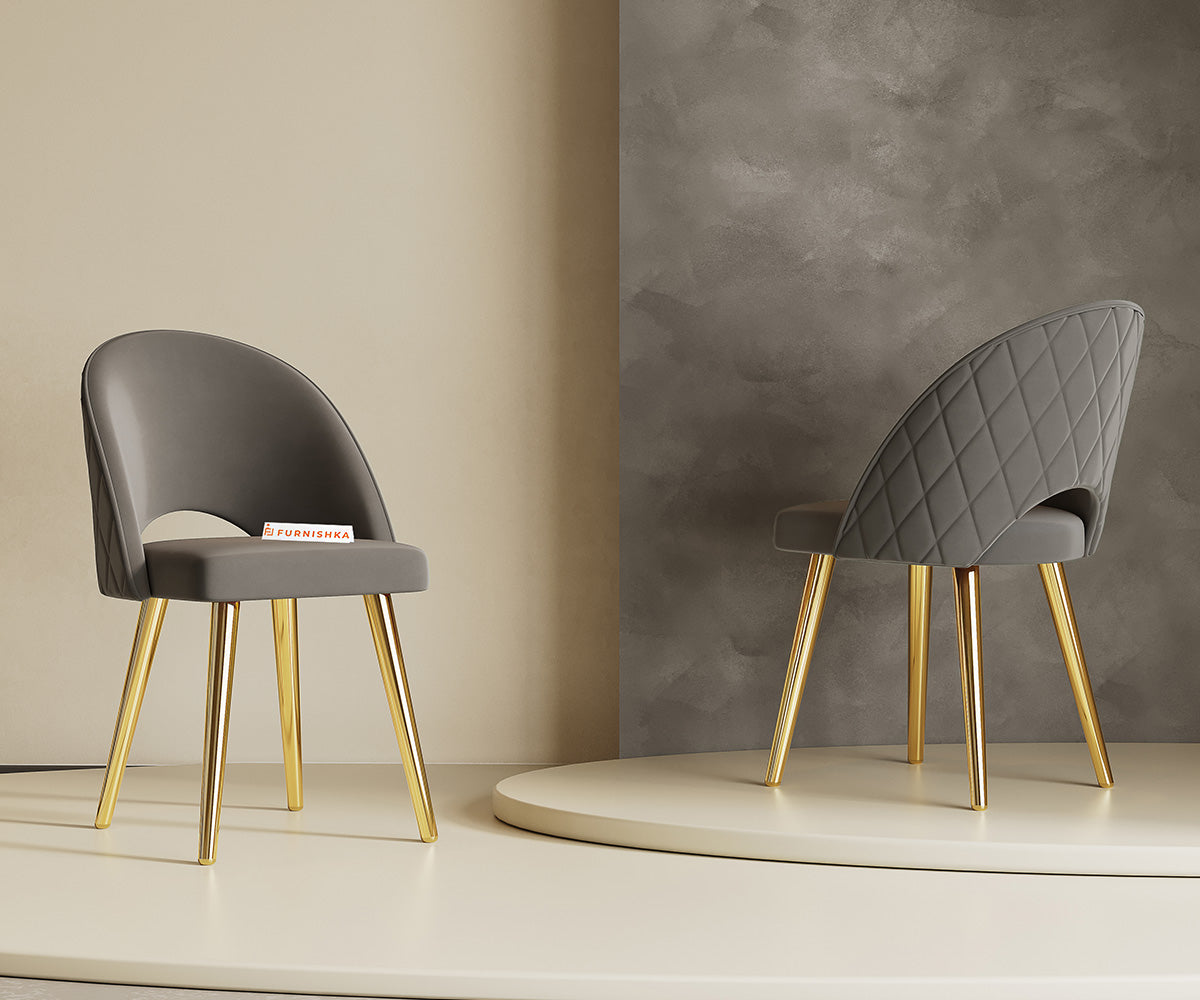 Leo Dining Chair With Gold Leg Space Grey - Furnishka 