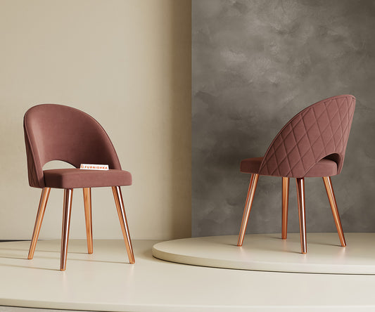 Leo Dining Chair With Rose Glod Leg Flamingo Pink - Furnishka