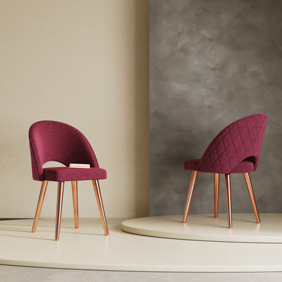 Leo Dining Chair With Rose Glod Leg Red Wine