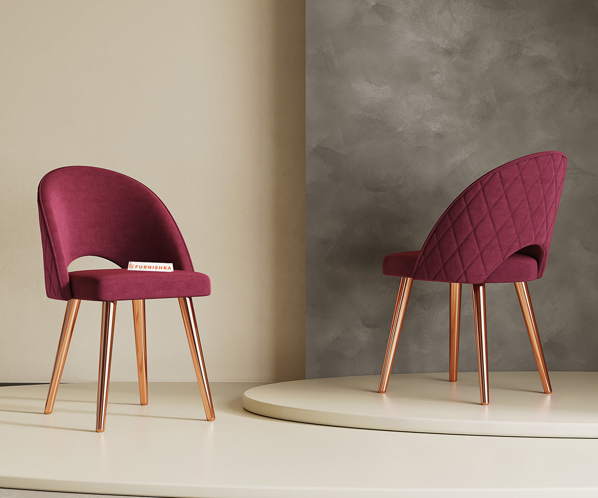 Leo Dining Chair With Rose Glod Leg Red Wine - Furnishka 