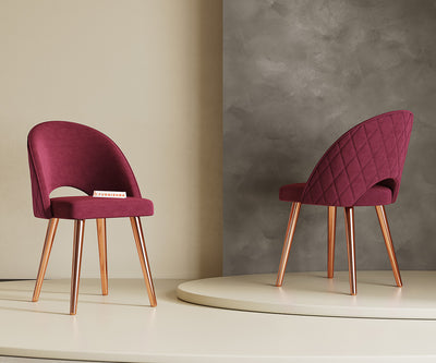 Leo Dining Chair With Rose Glod Leg Red Wine