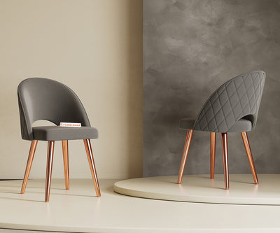 Leo Dining Chair With Rose Glod Leg Space Grey