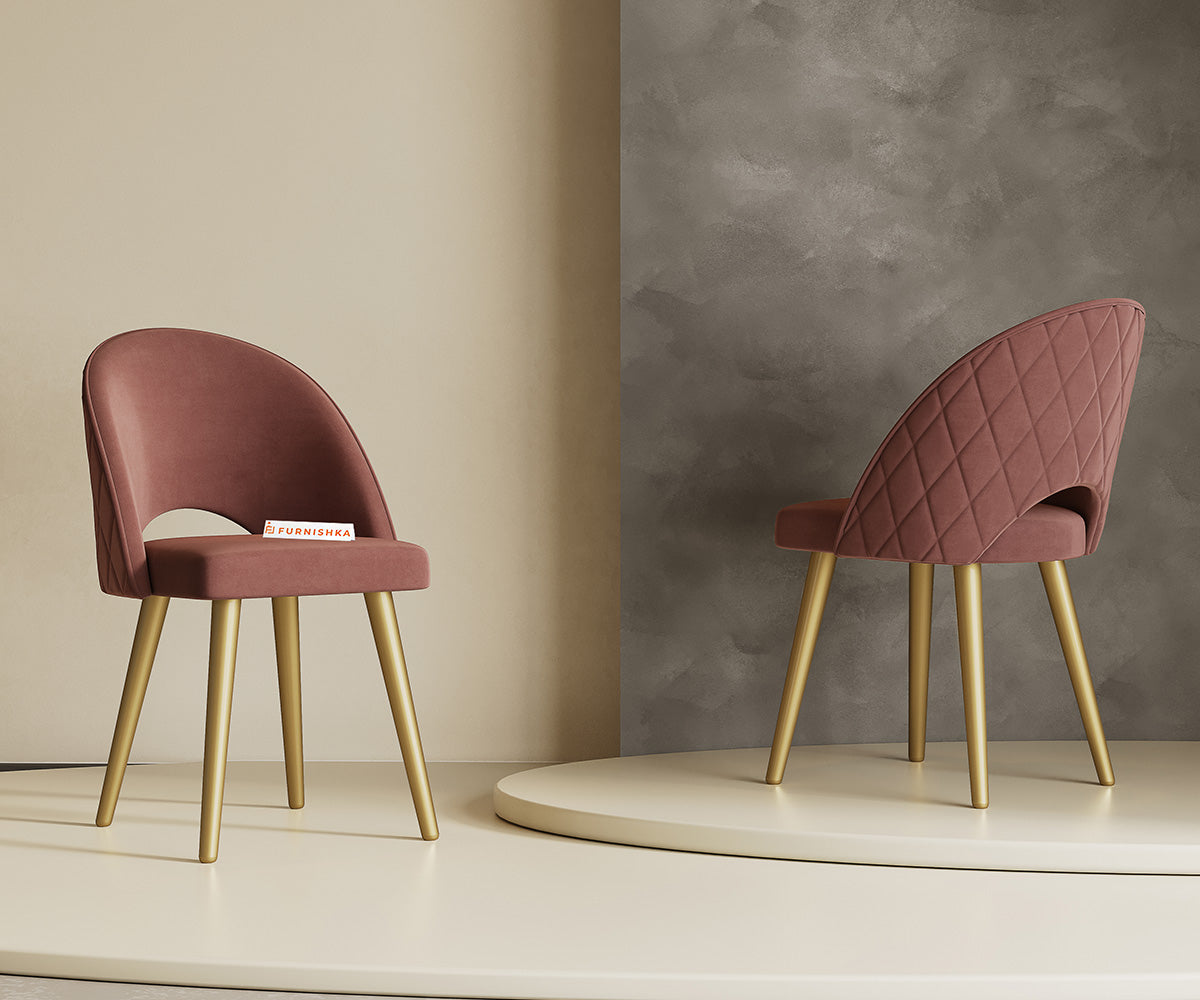 Leo Dining Chair With powder coating Leg- Flamingo pink - Furnishka 