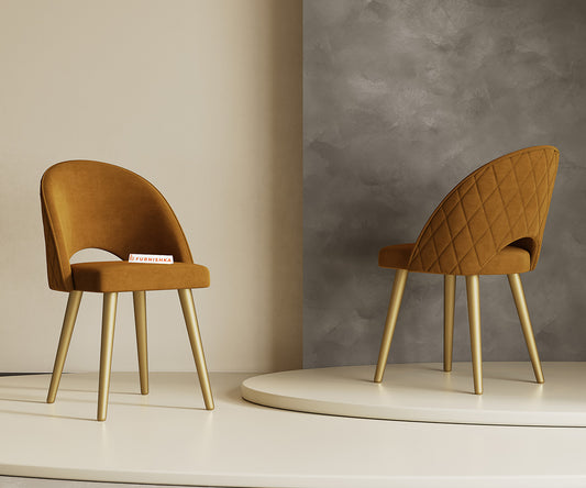 Leo Dining Chair With powder coating Leg - Mustard yellow - Furnishka 