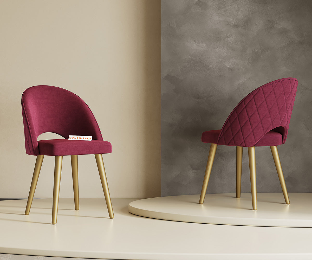 Leo Dining Chair With powder coating Leg- Red wine - Furnishka 