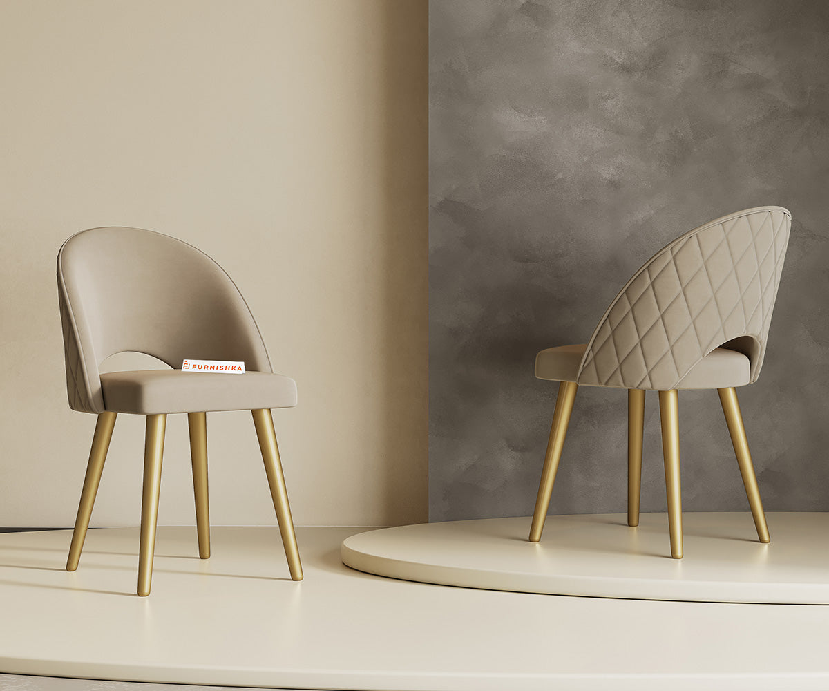 Leo Dining Chair With powder coating Leg- light beige - Furnishka 