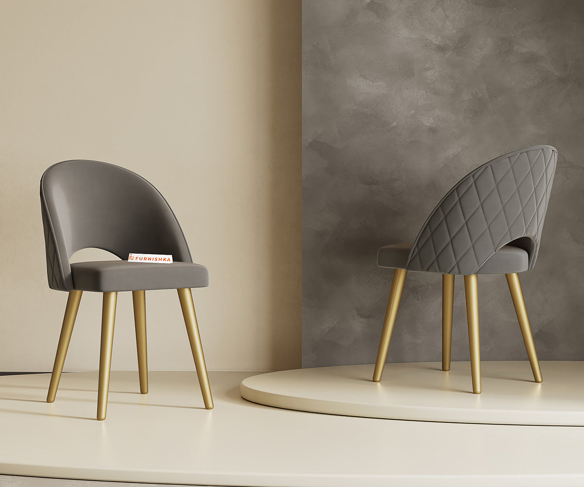 Leo Dining Chair With powder coating Leg- space grey - Furnishka 