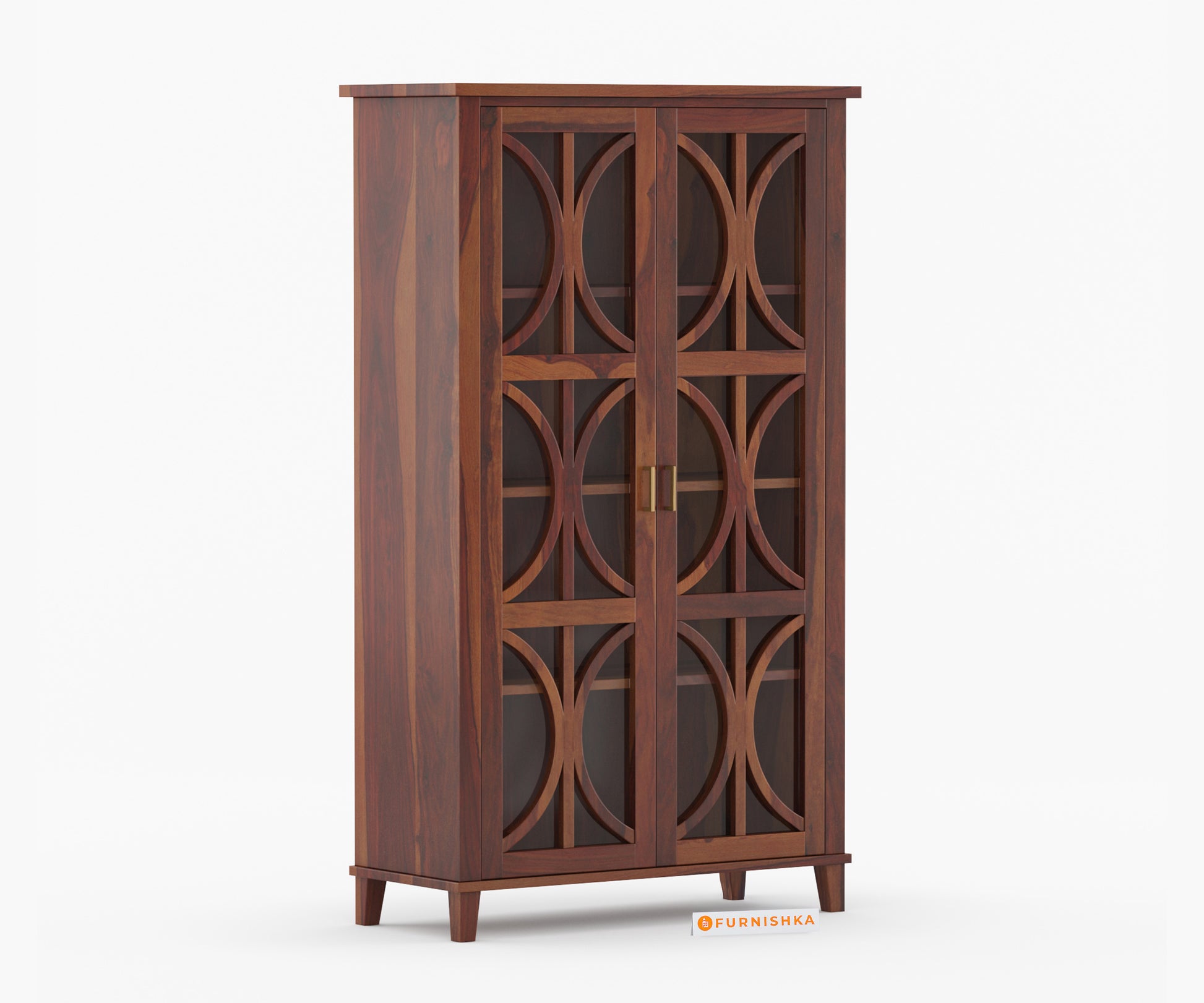 Levin Sheesham Wood Two Door Book Shelf - Furnishka 