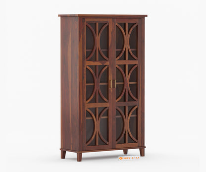 Levin Sheesham Wood Two Door Book Shelf - Furnishka 