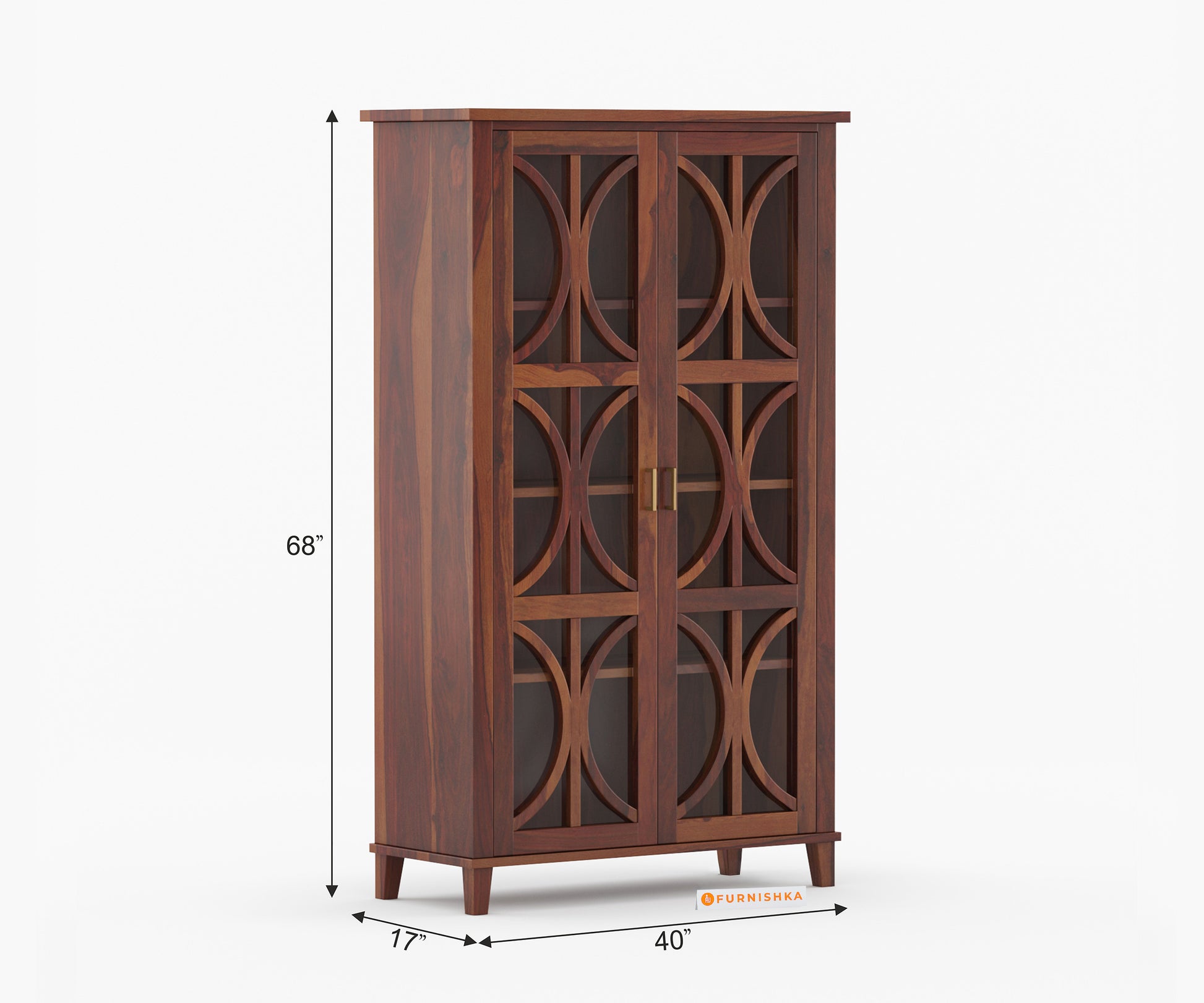 Levin Sheesham Wood Two Door Book Shelf - Furnishka 