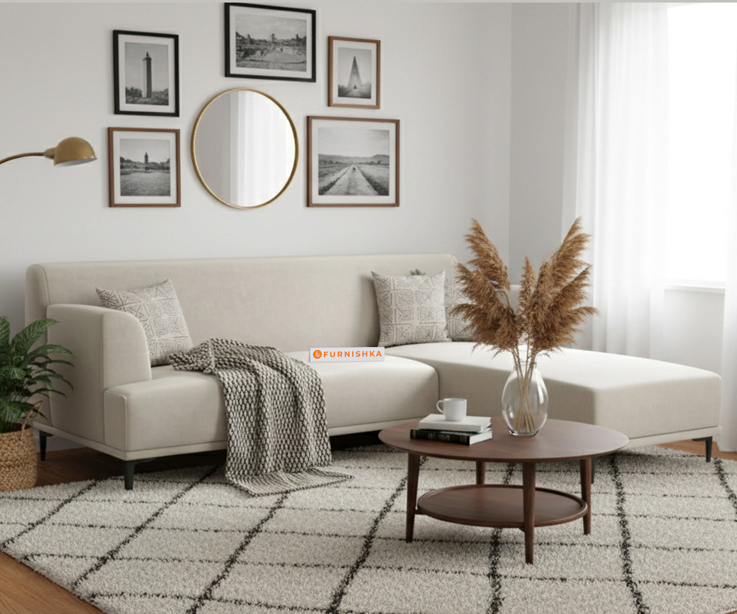 Liam 2 Seater L Shape Sofa RHS - Light Beige - Furnishka