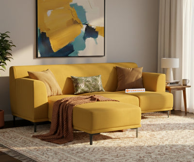 Liam 2 Seater L Shape Sofa LHS - Mustard Yellow