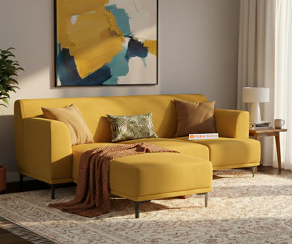 Liam 2 Seater L Shape Sofa LHS - Mustard Yellow - Furnishka