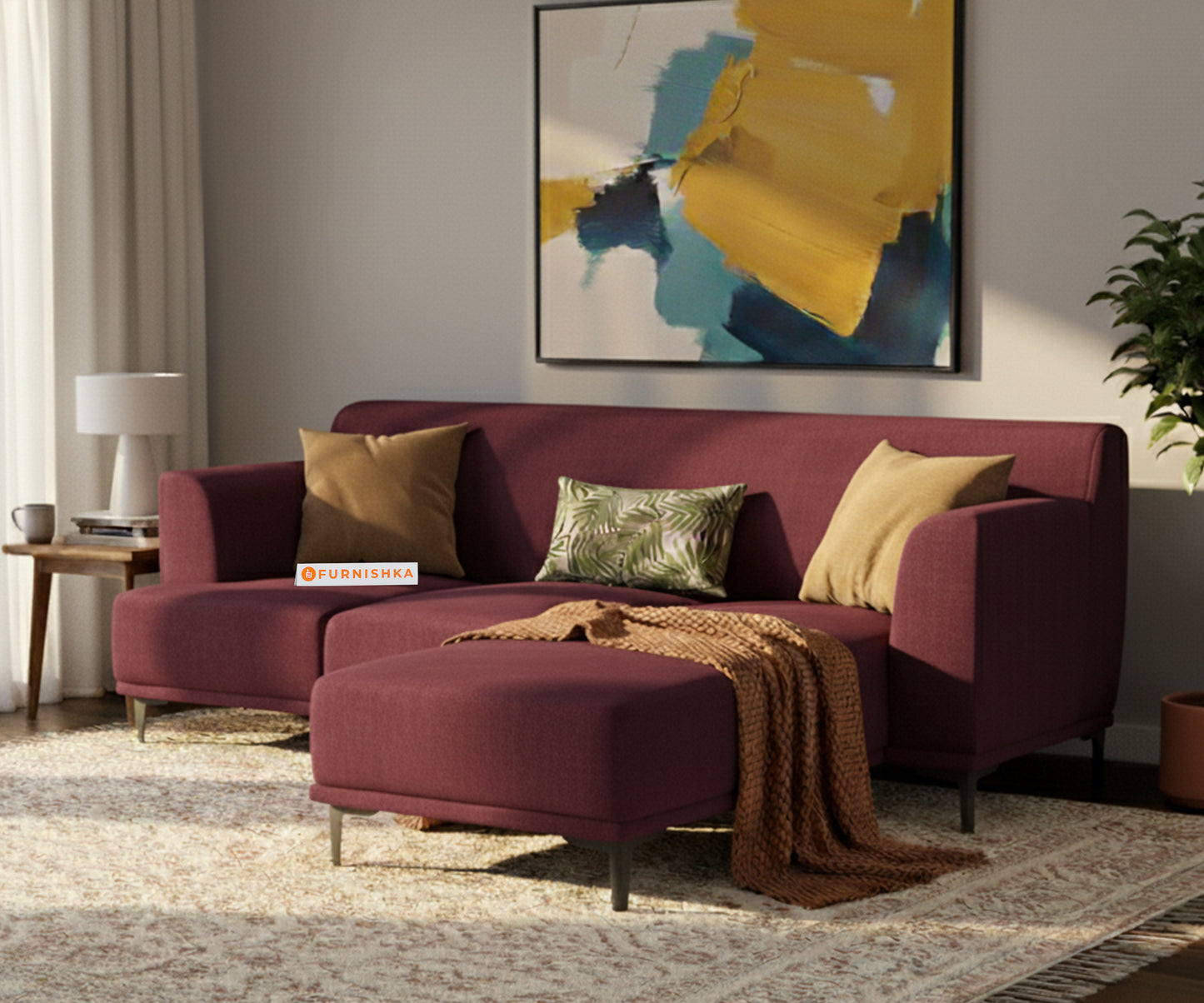 Liam 2 Seater L Shape Sofa RHS - Red Wine - Furnishka