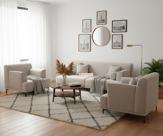Liam 3+1+1 Seater Sofa Set - Light Beige - Furnishka