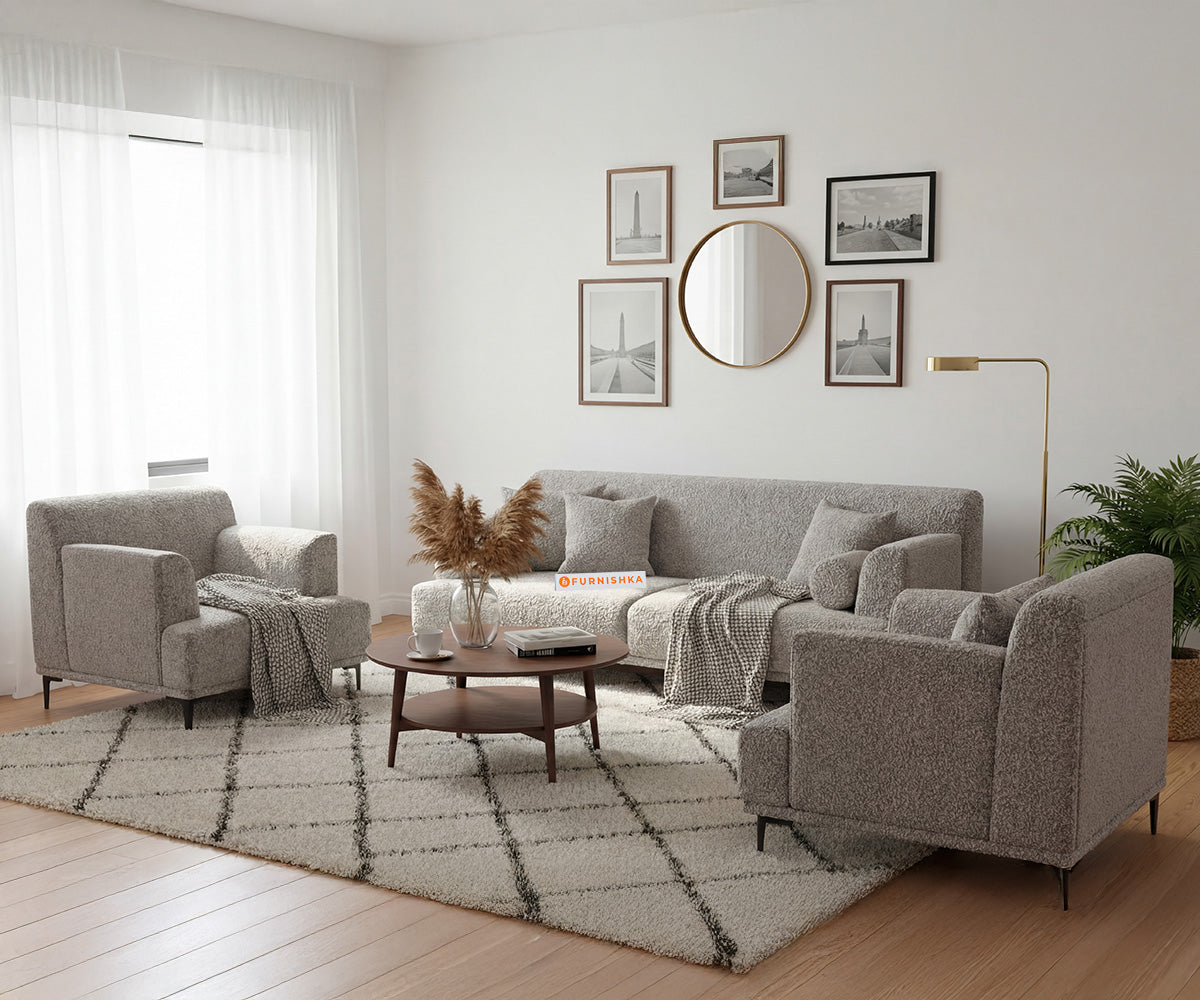 Liam 3+1+1 Seater Sofa Set With Anthology Fabric Grey - Furnishka
