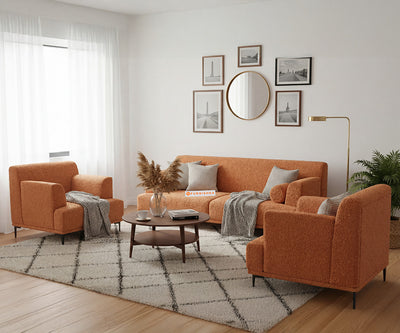 Liam 3+1+1 Seater Sofa Set With Anthology Fabric Orange