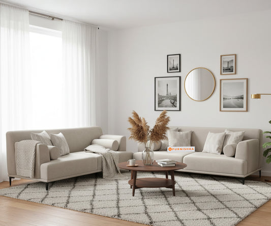 Liam 3+2 Seater Sofa Set Light Beige - Furnishka