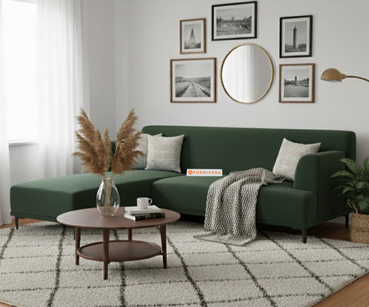 Liam 3 Seater L Shape Sofa - LHS Pine Green - Furnishka 