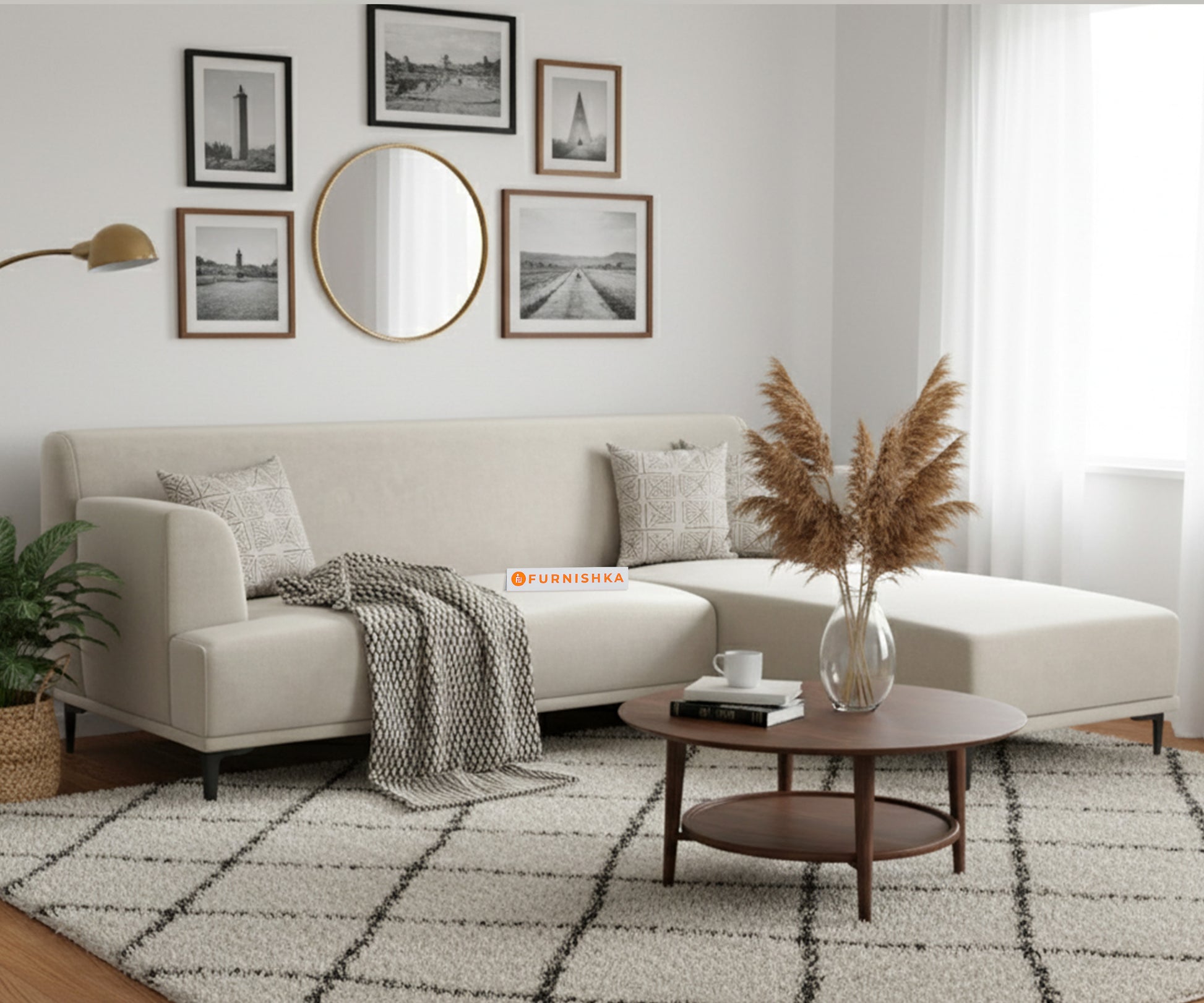 Liam 3 Seater Sectional Sofa RHS -Light Beige - Furnishka