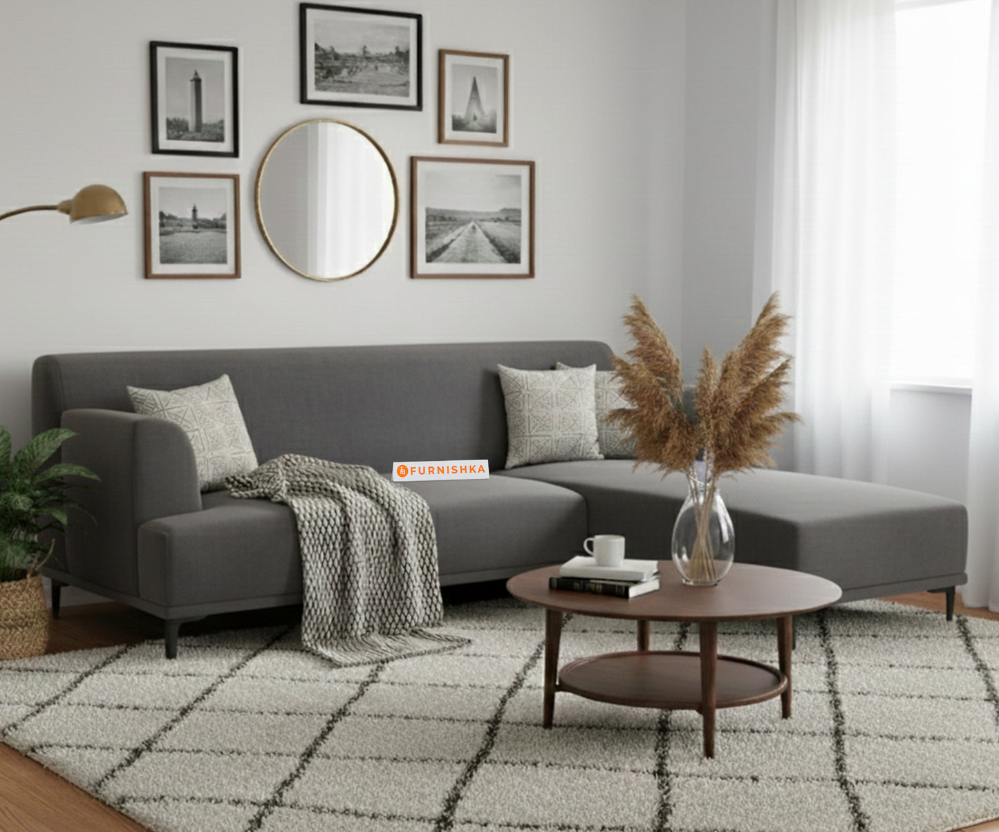 Liam 3 Seater Sectional Sofa - RHS Space Grey - Furnishka
