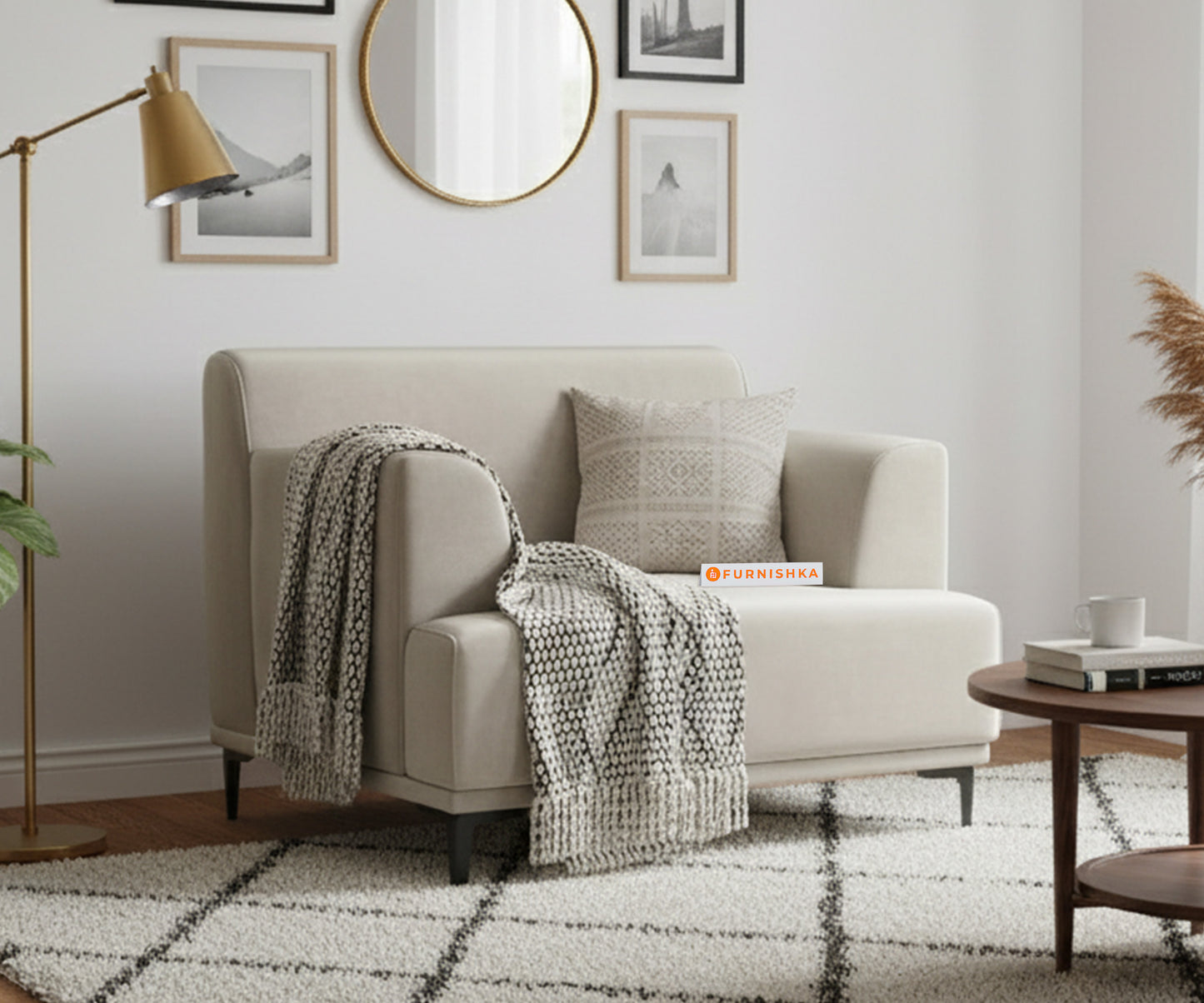 Liam Sofa 1 Seater Light Beige - Furnishka 