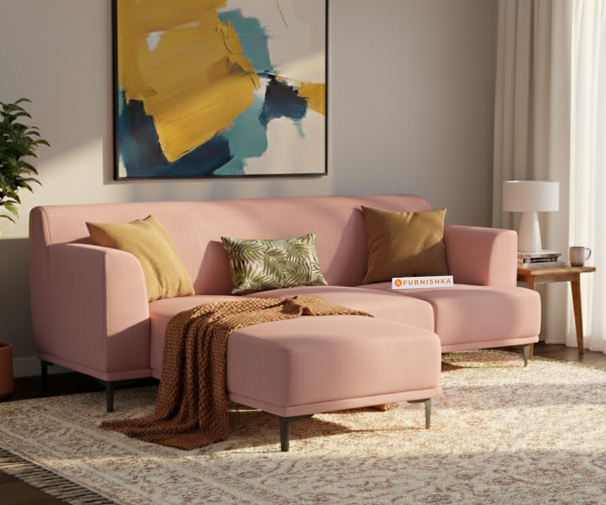 Liam Sofa 2+L LHS Flamingo Pink - Furnishka 