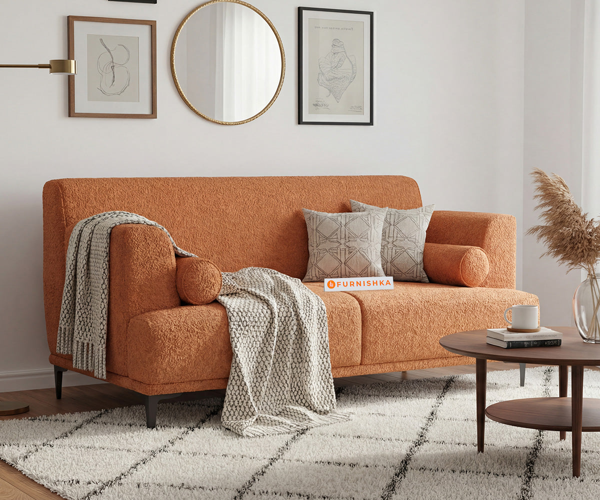 Liam Sofa 2 Seater with Anthology Fabric Orange - Furnishka