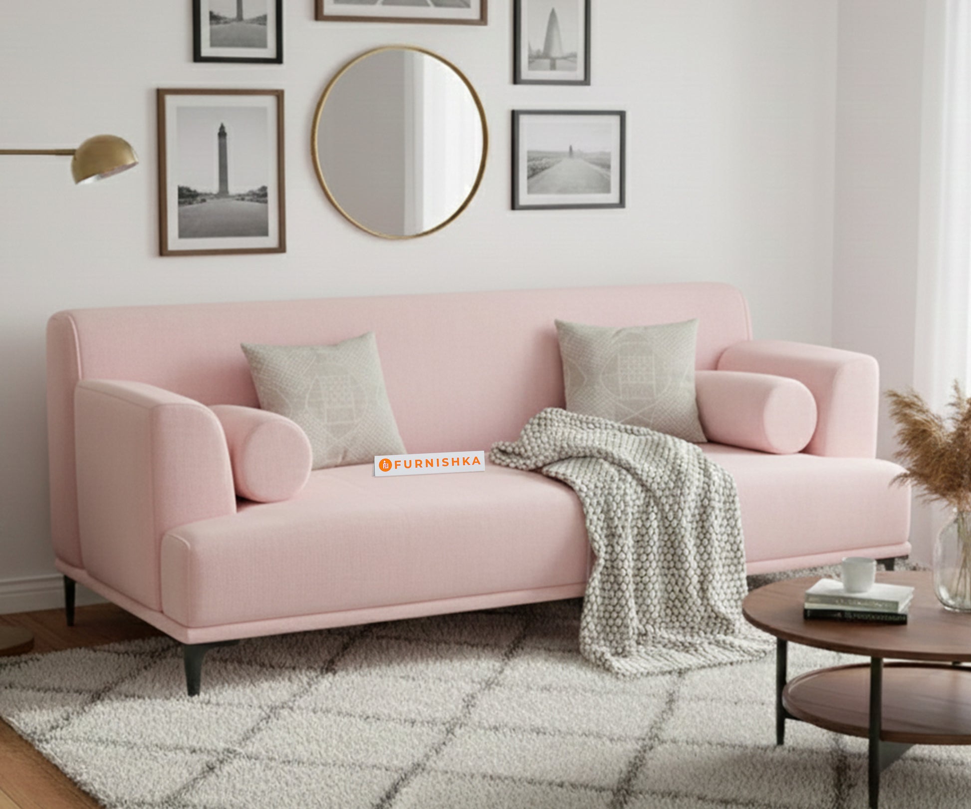 Liam Sofa 3 Seater Flamingo Pink - Furnishka 