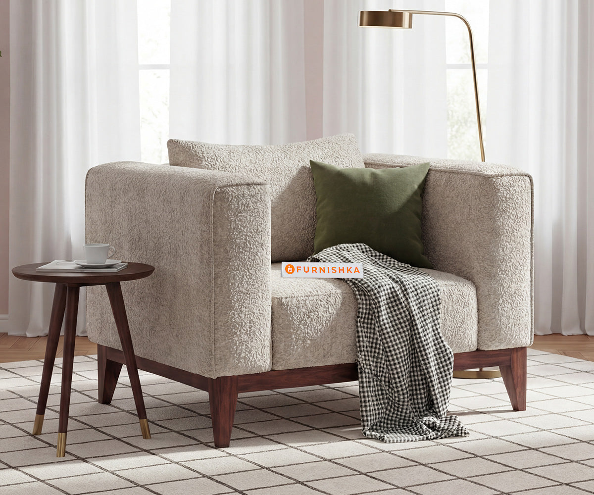 Linda 1 Seater Sofa Set With Anthology Fabric Space Grey - Furnishka