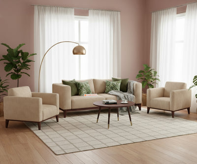 Linda 3+1+1 Seater Sofa Set  Light Beige