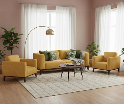 Linda 3+1+1 Seater Sofa Set  Mustard Yellow - Furnishka 