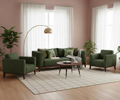 Linda 3+1+1 Seater Sofa Set  Pine Green - Furnishka 