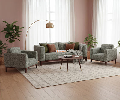 Linda 3+1+1 Seater Sofa Set With Anthology Fabri Green
