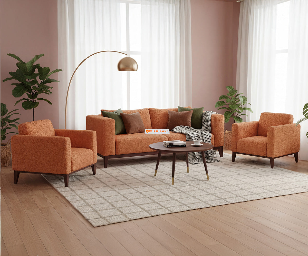 Linda 3+1+1 Seater Sofa Set With Anthology Fabric Orange - Furnishka