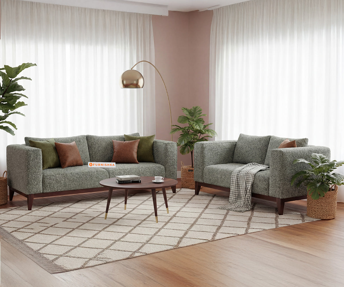 Linda 3+2 Seater Sofa Set With Anthology Fabric Green - Furnishka
