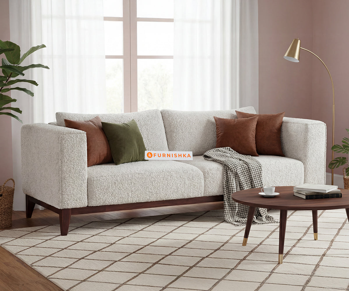 Linda 3 Seater Sofa Set With Anthology Fabric Light Beige - Furnishka